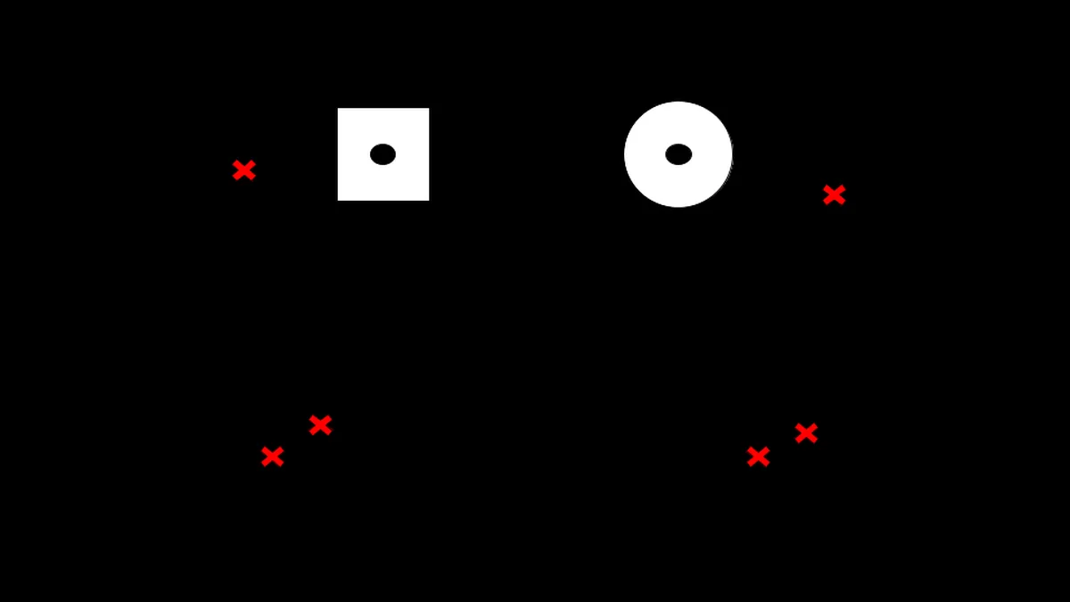 Minimalist black graphic showing white nodes and red crosses symbolizing network threat indicators.
